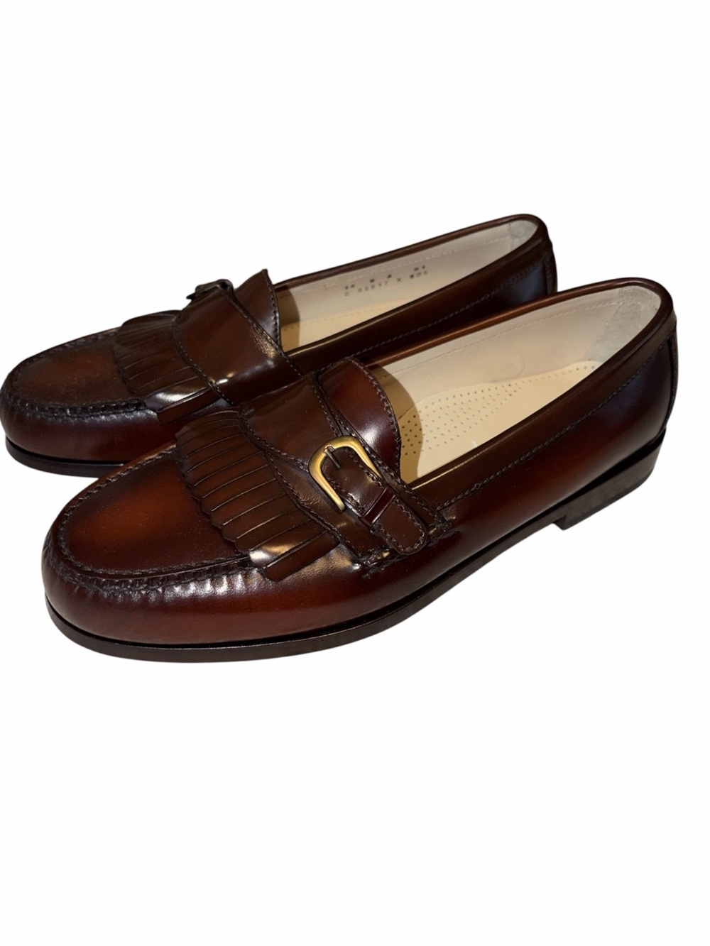 New Vintage 90s Cole Haan City Brown Leather Kiltie Buckle Loafers 10 Old Money